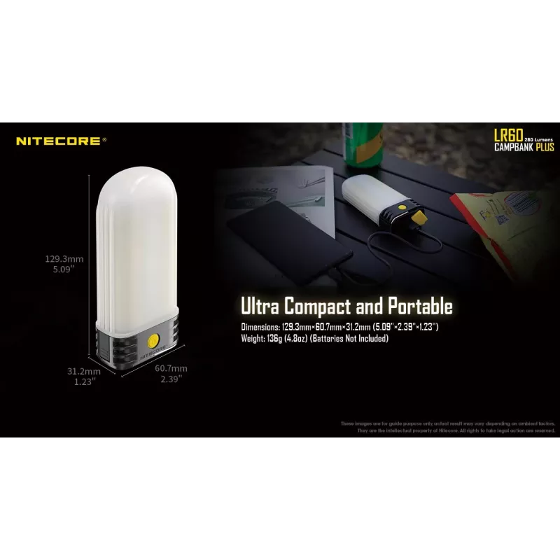 Battery powered camping lantern Nitecore LR60 280 lm USB C