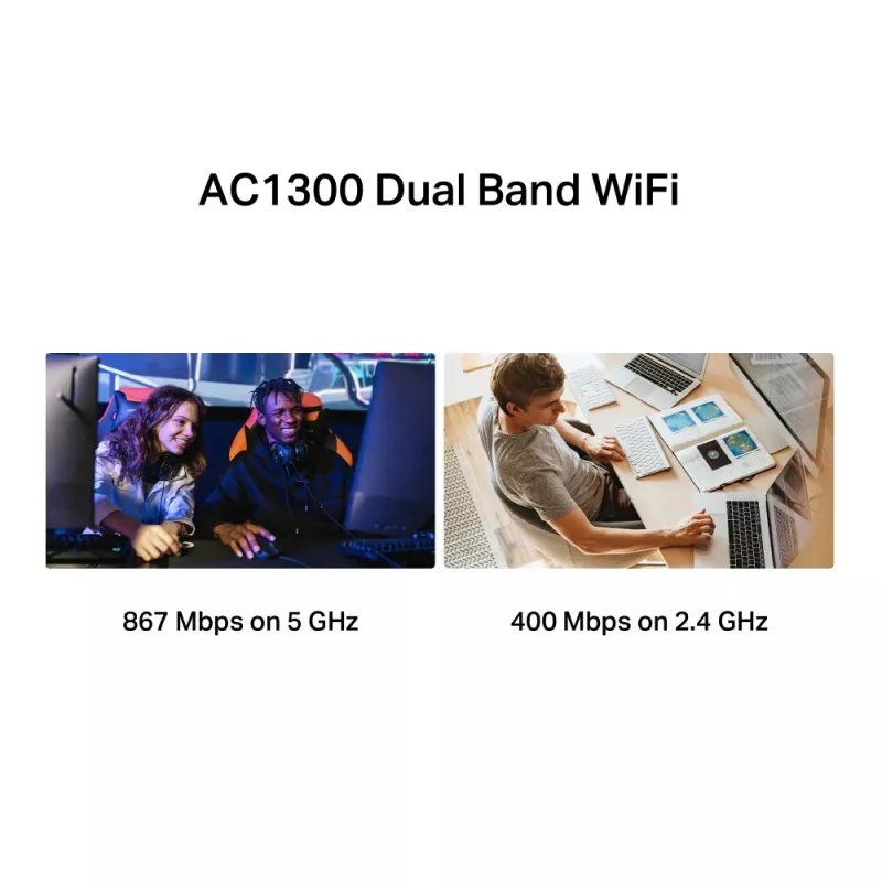 TP-LINK AC1300 High Gain Wi-Fi USB Adapter 400 Mbps at 2.4GHz + 867 Mbps at 5GHz