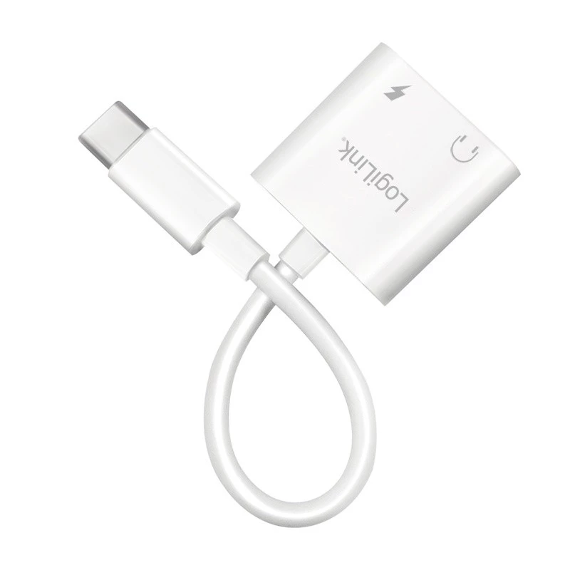 LogiLink USB-C Audio adapter USB-C/M to 2x USB-C/F 60W PD white