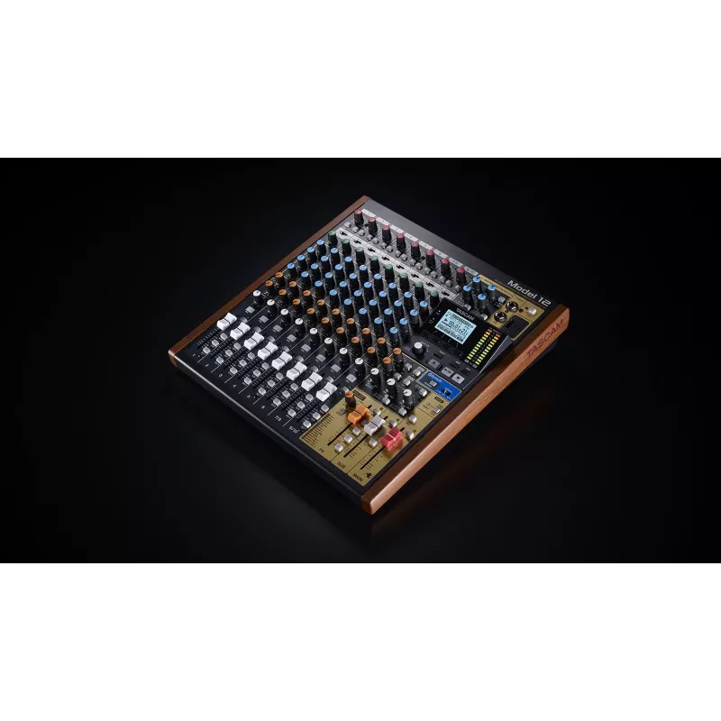 Mixer Tascam Model 12 — 12‑channel analog/digital mixer, 24‑bit, 48 kHz, USB‑C, SD card, Bluetooth 5.0