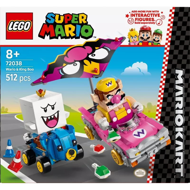 LEGO construction toy set 72038 Super Mario Mario Kart Wario King Buu Huu – character figures and track elements