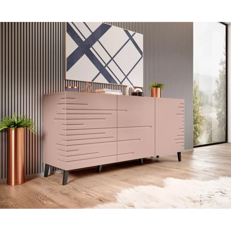 Chest of drawers cama meble Cama Nova 155×40×72 cm, pink matte, MDF frame
