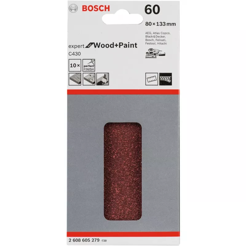 Sanding sheet Bosch C430 Expert for Wood and Paint Coarse grit P60 80x133mm