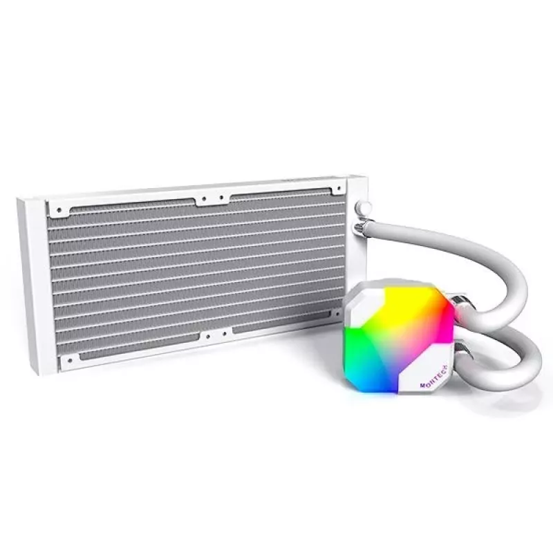 AIO water cooler Montech Hyper Flow ARGB 240 mm White — 240 mm radiator, ARGB lighting, white finish