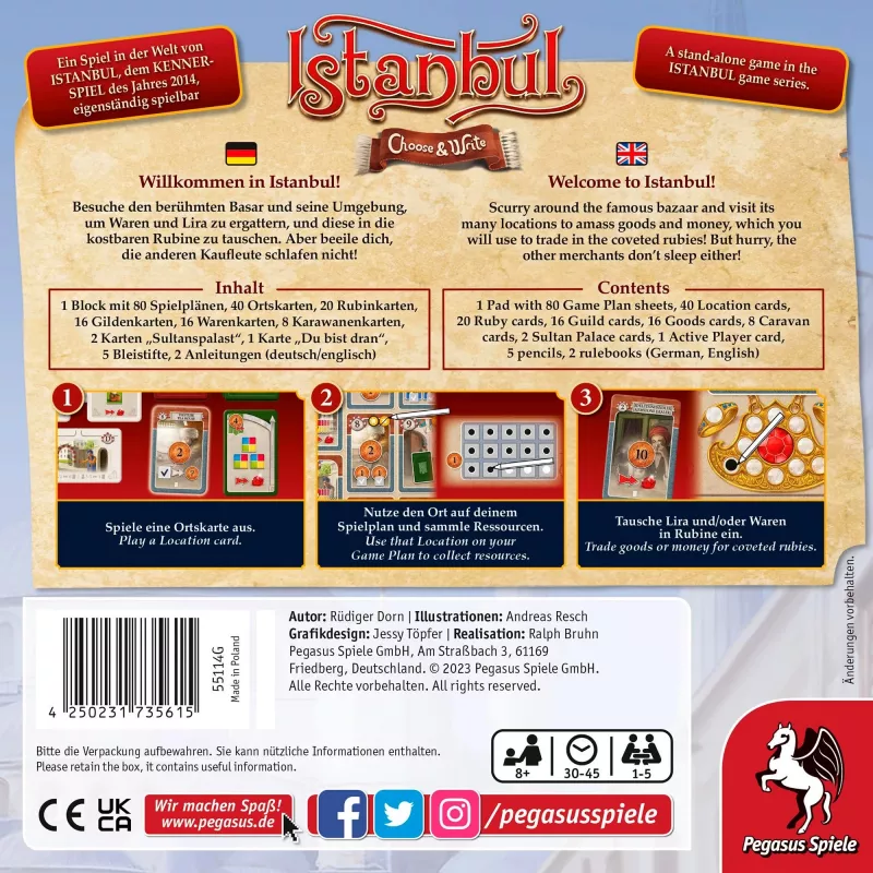 Istanbul - Choose & Write, Board Game