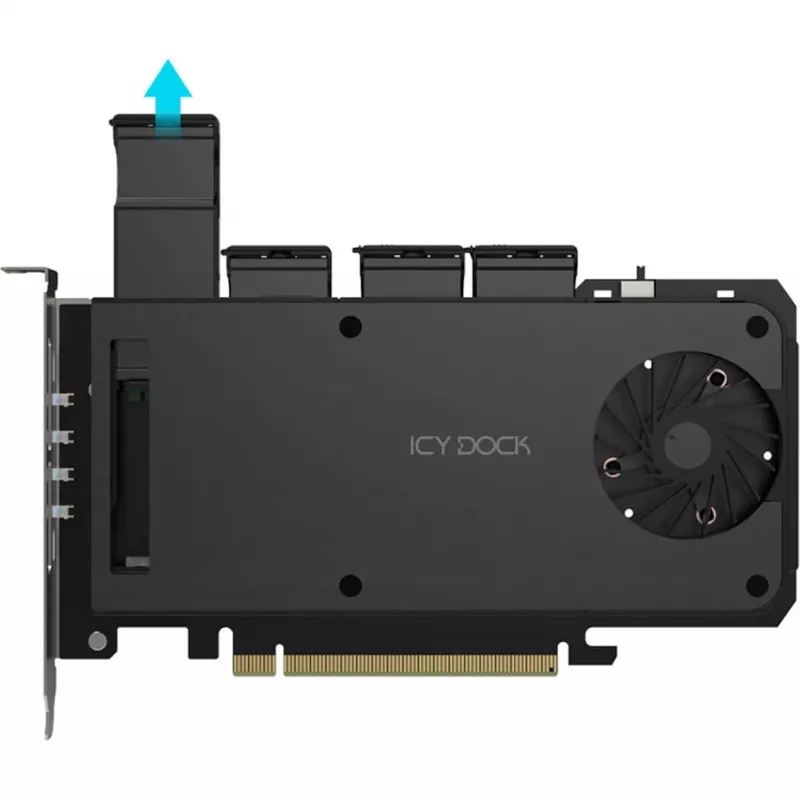 Mobile rack adapter card icy dock MB204MP-1B — 4 × M.2 NVMe SSD hot-swap mobile rack