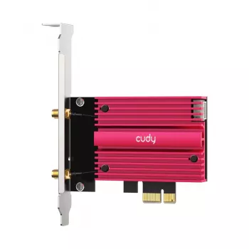 Internal WLAN Bluetooth Network Card Cudy WE9300S PCIe, Wi‑Fi 7 (802.11be) Tri‑band 2.4/5/6 GHz, 5765 Mbit/s, Bluetooth 5.4, external 2x2 antenna