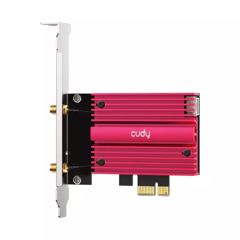 Internal WLAN Bluetooth Network Card Cudy WE9300S PCIe, Wi‑Fi 7 (802.11be) Tri‑band 2.4/5/6 GHz, 5765 Mbit/s, Bluetooth 5.4, external 2x2 antenna