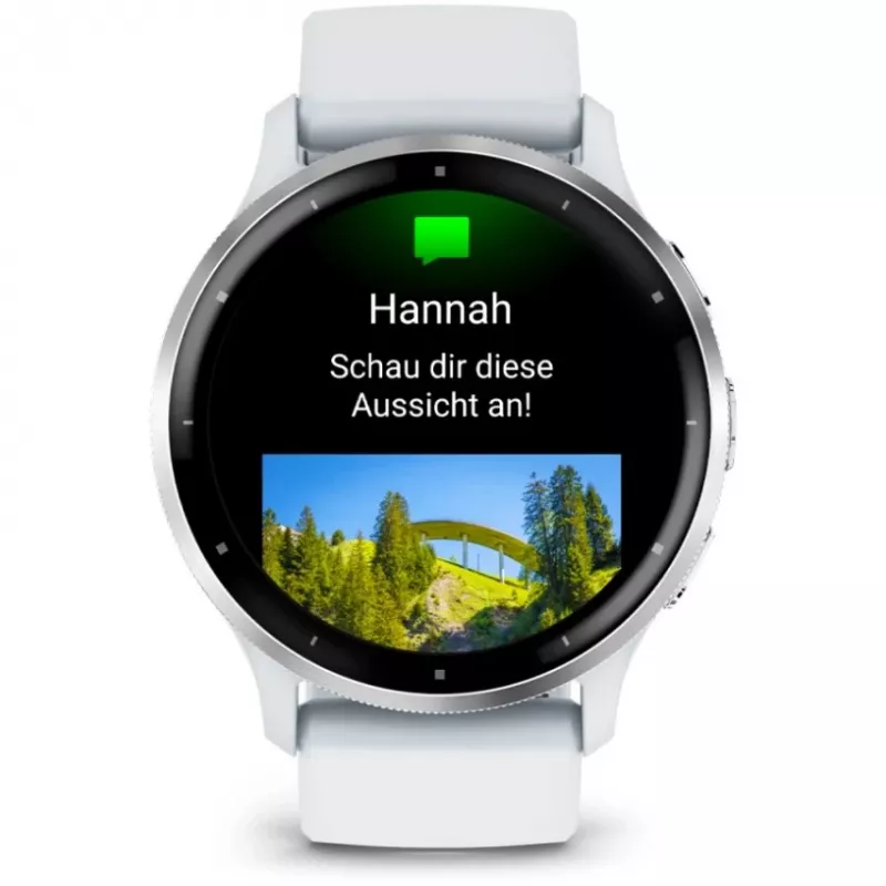 Smartwatch GARMIN Venu 3 — 1.4 inch AMOLED, 45 mm case, GPS, Wi‑Fi, 8 GB, Silver/White, silicone band