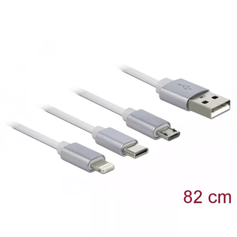 USB Cable DeLOCK 85850 0.98m USB 2.0 USB A USB C/Micro-USB B/Lightning