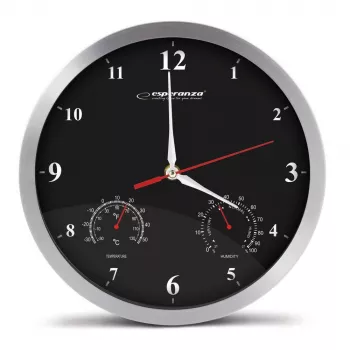 Wall clock ESPERANZA Washington EHC008K — analog, round, 30 cm diameter, black, plastic frame, glass cover