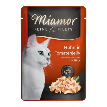 Wet cat food Miamor MIAMOR Feine Filets 100 g sachet — chicken & tomato, adult, for overweight tendency