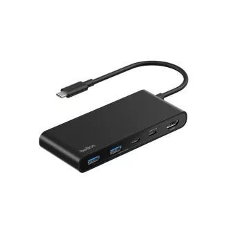Belkin Connect, USB Type-C, HDMI, USB 2.0 Type-A, USB 3.2 Gen 1 (3.1 Gen 1) Type-C, MicroSD (TransFlash), SD, Black, Round Cable, 0,2 m