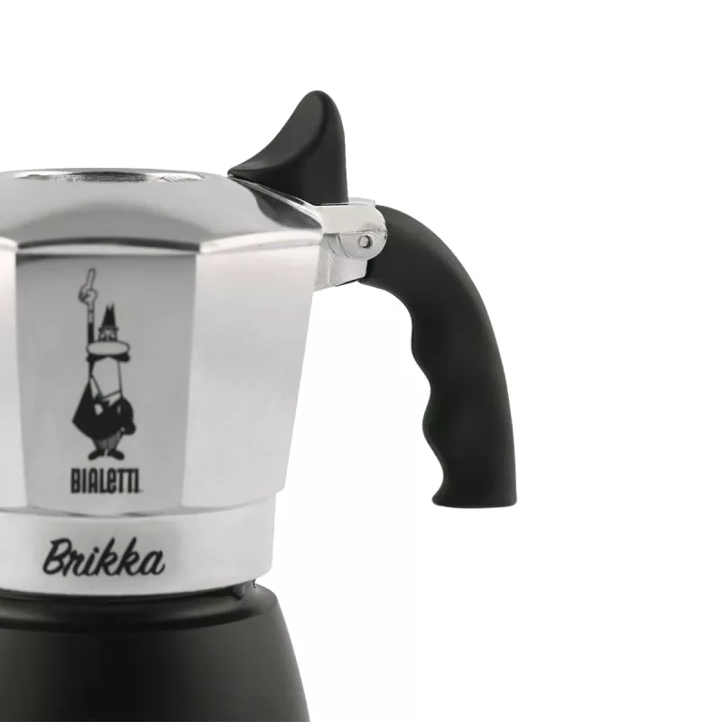 Bialetti Brikka 2023 moka pot, 4 cups (0.17 L), black/stainless steel