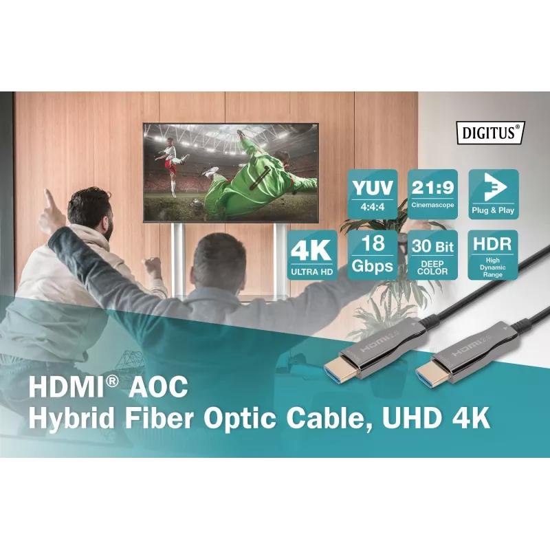 HDMI AOC Hybrid Fiber Optic Cable Digitus AK-330125-200-S
