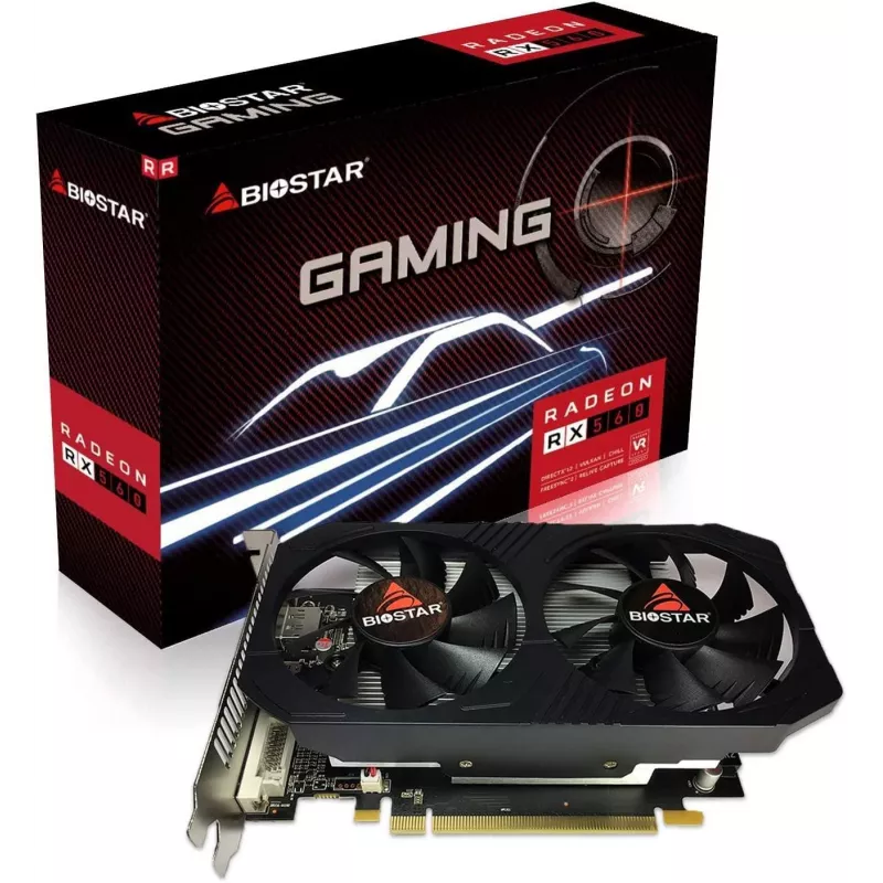 Graphics Card BIOSTAR Radeon RX 560 4 GB GDDR5, 128-bit, PCIe 3.0, 1275/1175 MHz, HDMI+DP+DVI