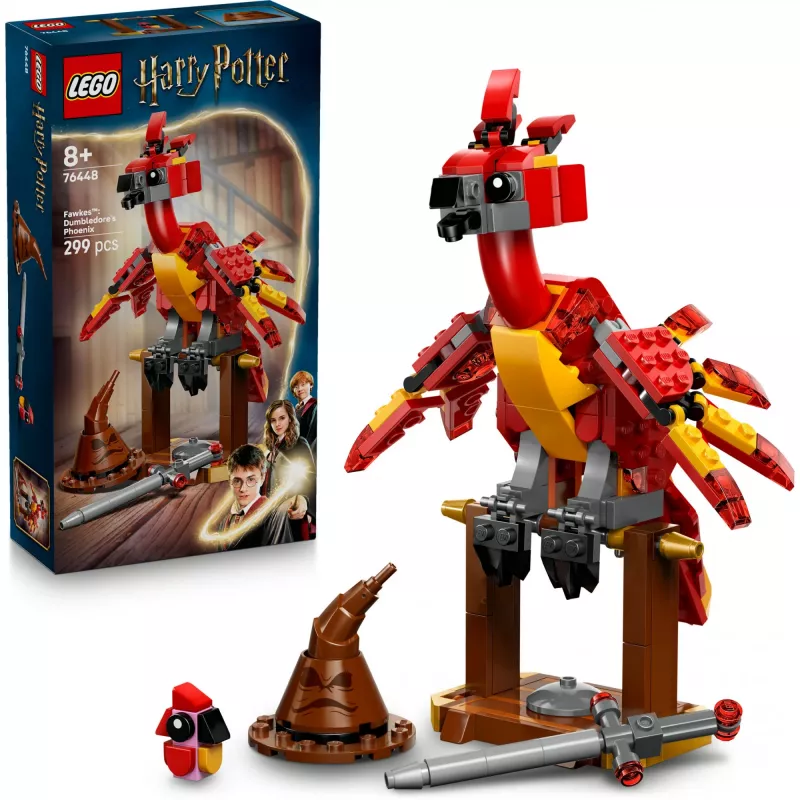LEGO buildable Fawkes — Dumbledore's Phoenix model 76448, 299 pieces, 160 mm height, age 8+
