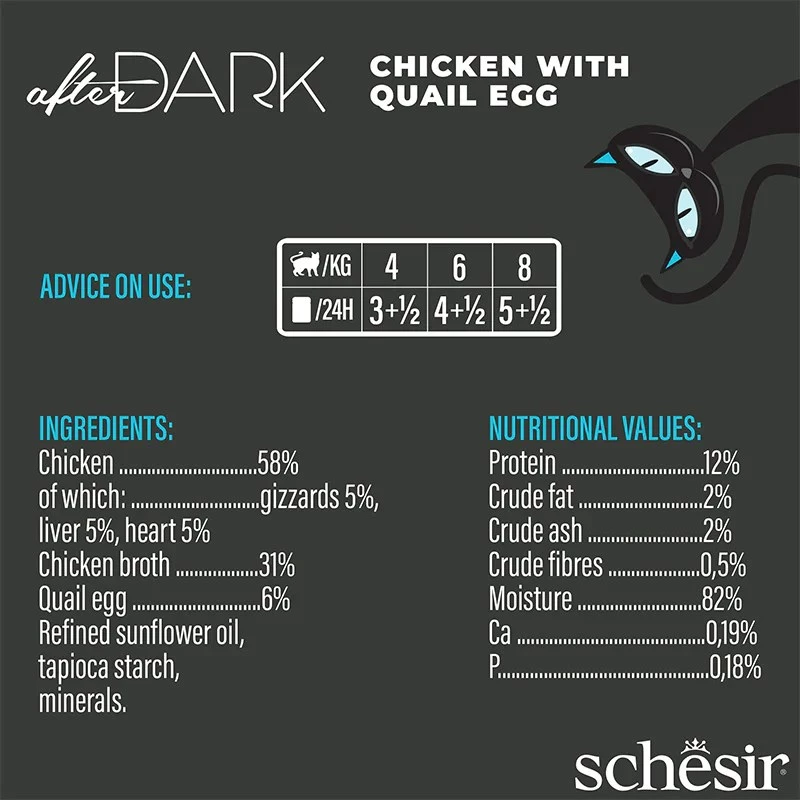 Wet cat food Agras Pet Foods Schesir after Dark Complete Brühe 80 g — chicken, gluten-free, for adult cats
