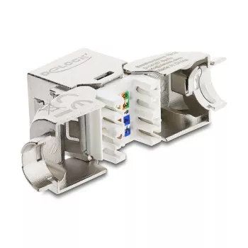DeLOCK Keystone Module RJ45 jack to LSA Cat.6A metal latch tool-free 90° angled shielded