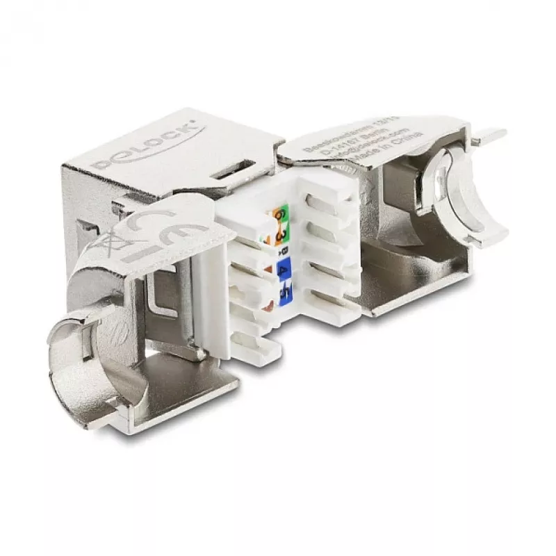 DeLOCK Keystone Module RJ45 jack to LSA Cat.6A metal latch tool-free 90° angled shielded