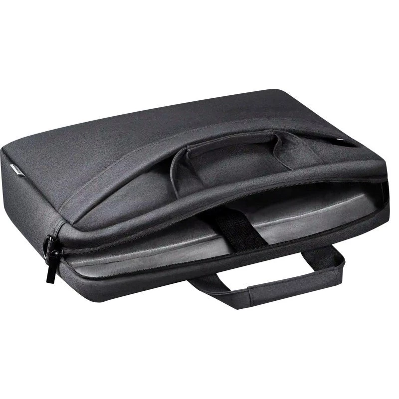Laptop bag DEFENDER FIRM 26123 for 15.6 inch laptops, polyurethane, black, toploader, removable shoulder strap
