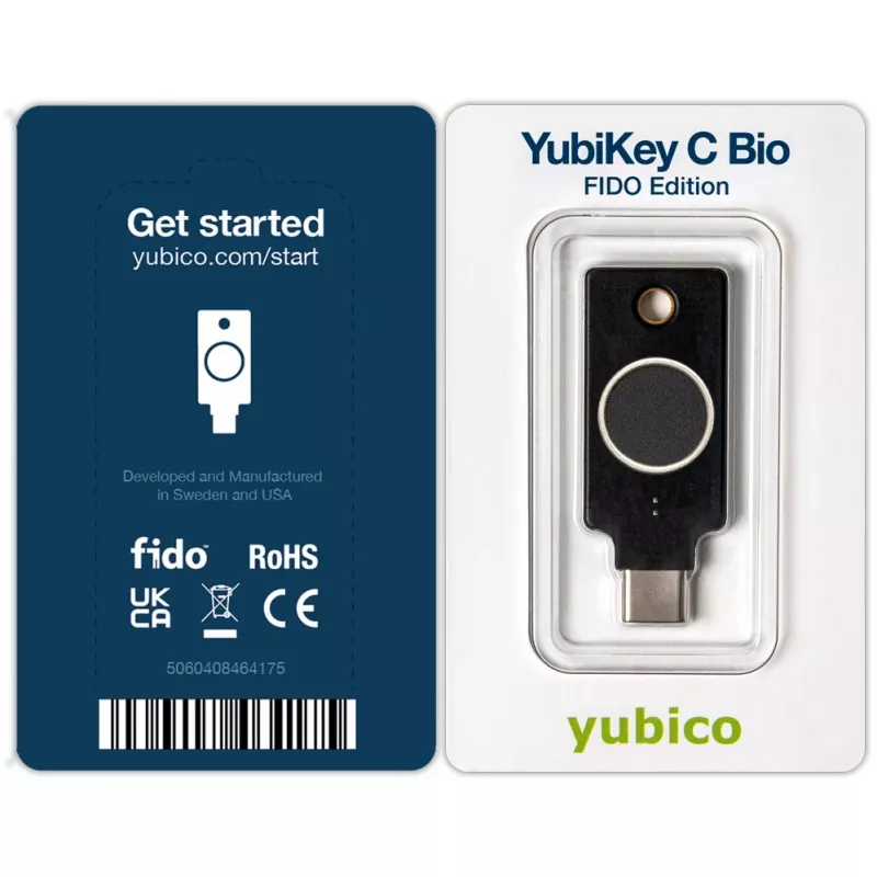 YubiKey C Bio FIDO Edition Yubico Black Passwordless Authentication