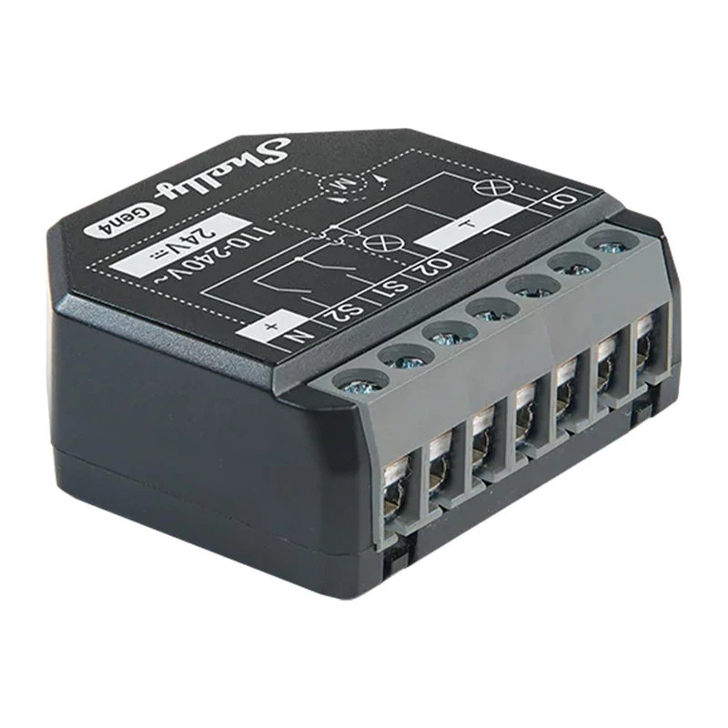 Shelly 2PM Gen4 blind/shutter actuator 2 channels, AC 110–240V, 2.4 GHz Wi‑Fi, 1.4 W, 8000 KB flash