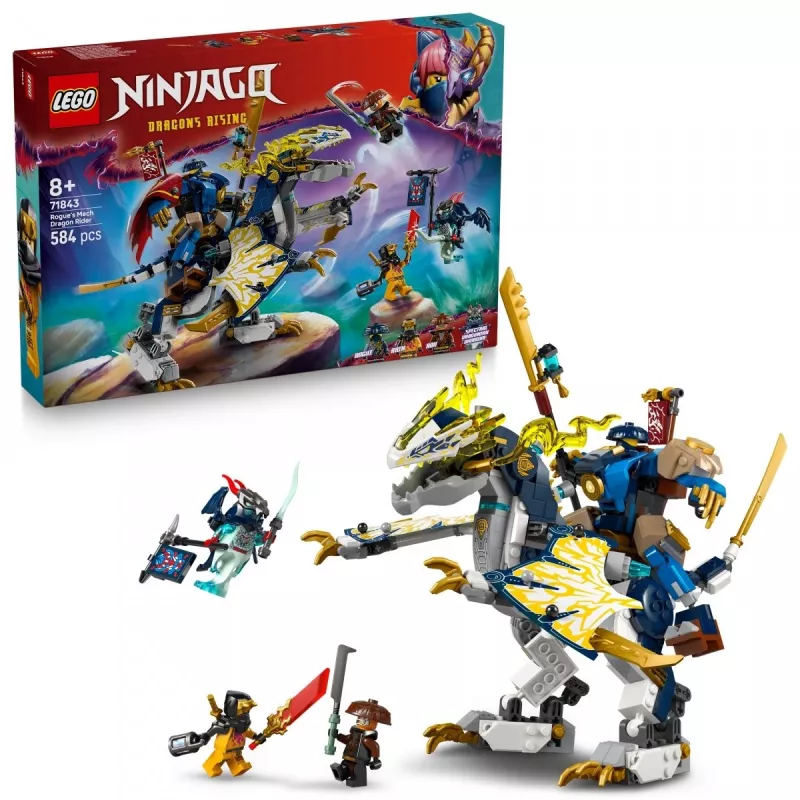 LEGO NINJAGO set 71843 Rogue’s Mech Dragon Rider — 584 pcs, 4 minifigures, 190 mm model height