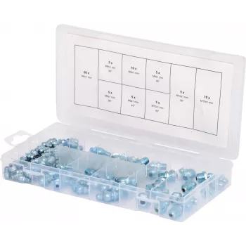 Grease Nipples kit ks tools 970.0030 M6, M8, M10 ×1.0 — 110 pieces