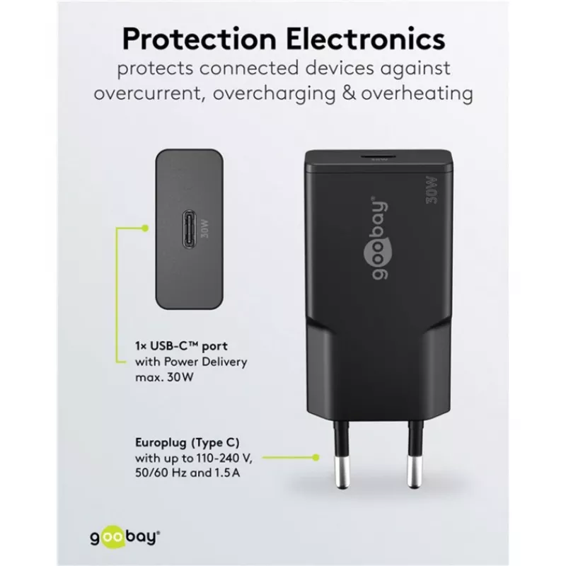 Goobay USB-C™ PD GaN Fast Charger Slim (30 W) black