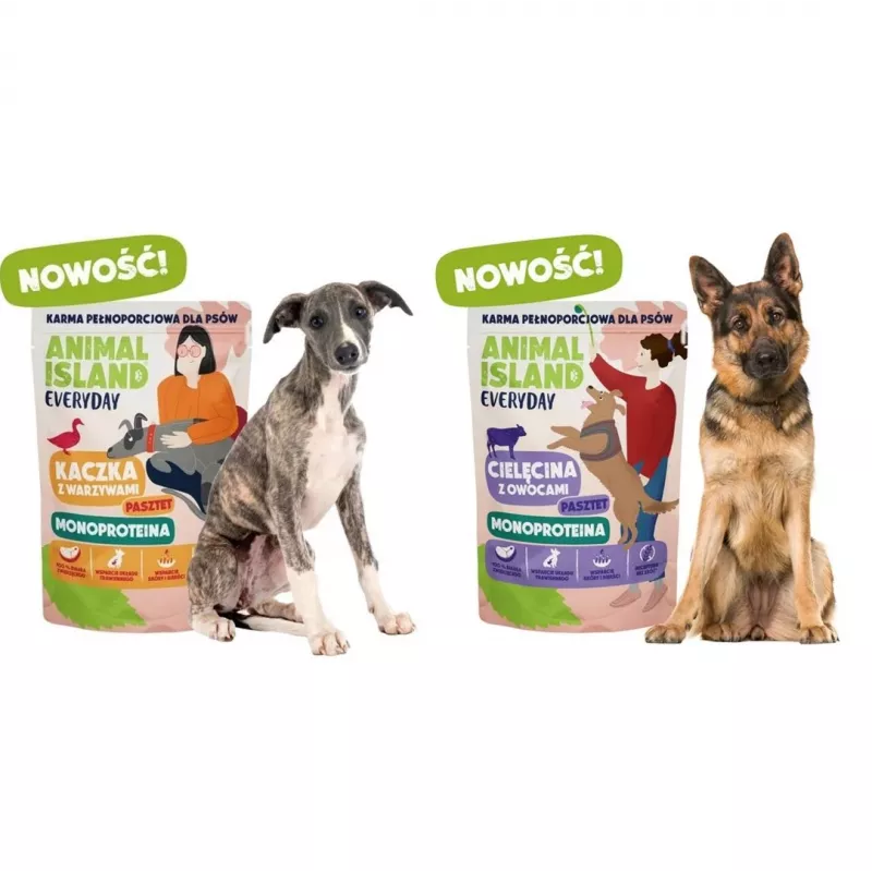 ANIMAL ISLAND Monoprotein veal/duck/turkey dog food 9×300g
