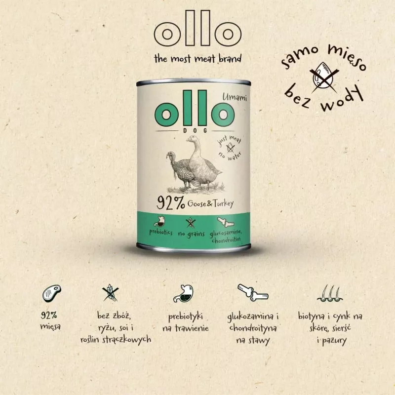 OLLO Umami Goose and turkey - wet dog food - 850g