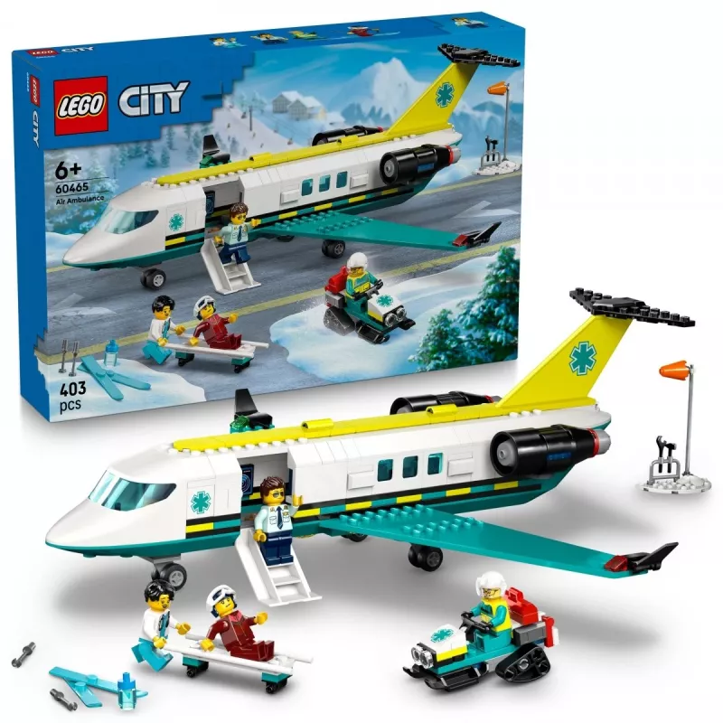 LEGO City Emergency Plane 60465 – small rescue aircraft building set, 403 pieces, 4 minifigures, age 6+