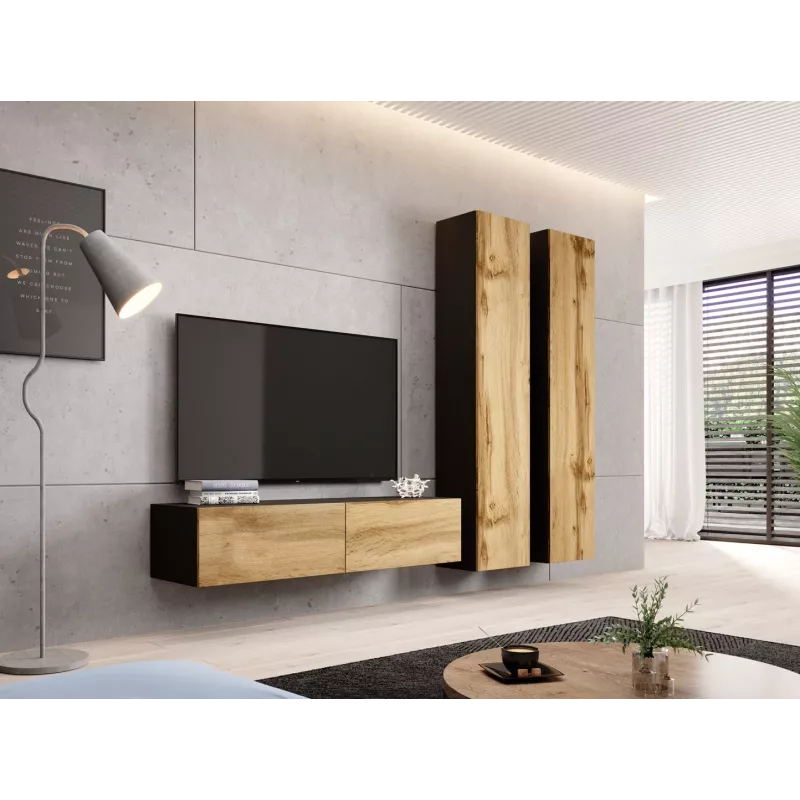 Cama TV stand VIGO 140 30/140/40 black/wotan oak