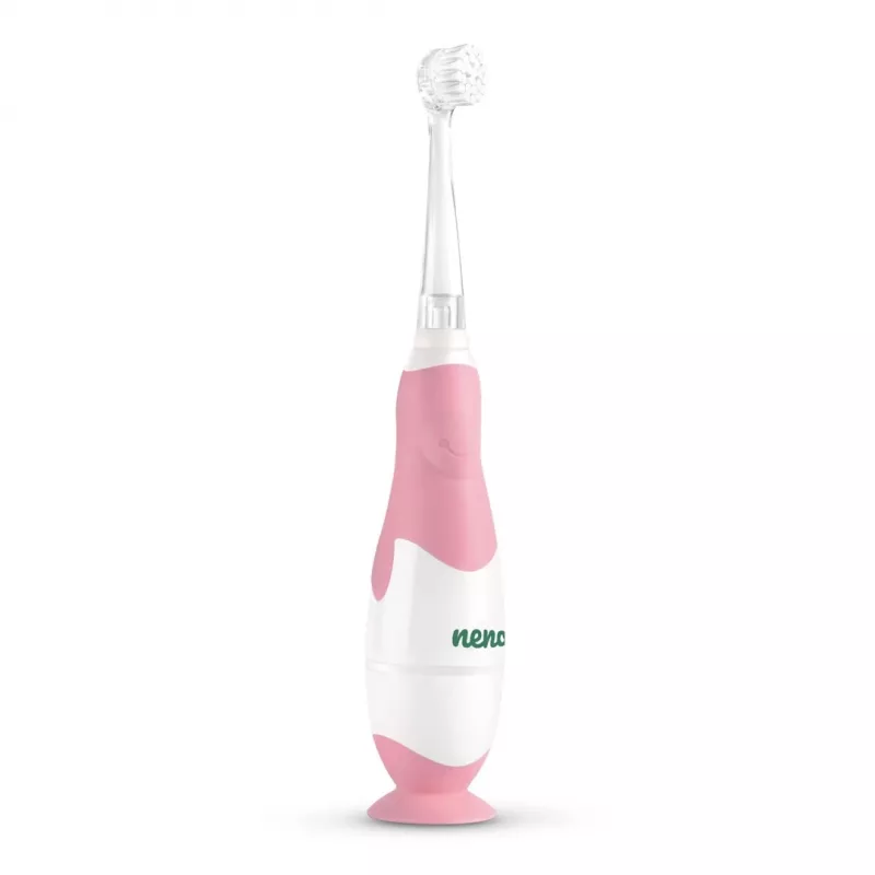 Electric toothbrush neno Denti Pink for children — vibrating, soft bristles, AAA battery, 2‑min timer