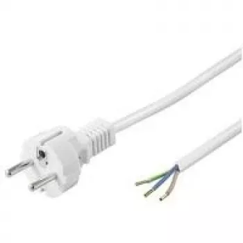 Wentronic Goobay Grounded Power Cable for custom assembly, 1,5 m, White - Type F (Type F, CEE 7/7) > loose cable ends (51328)