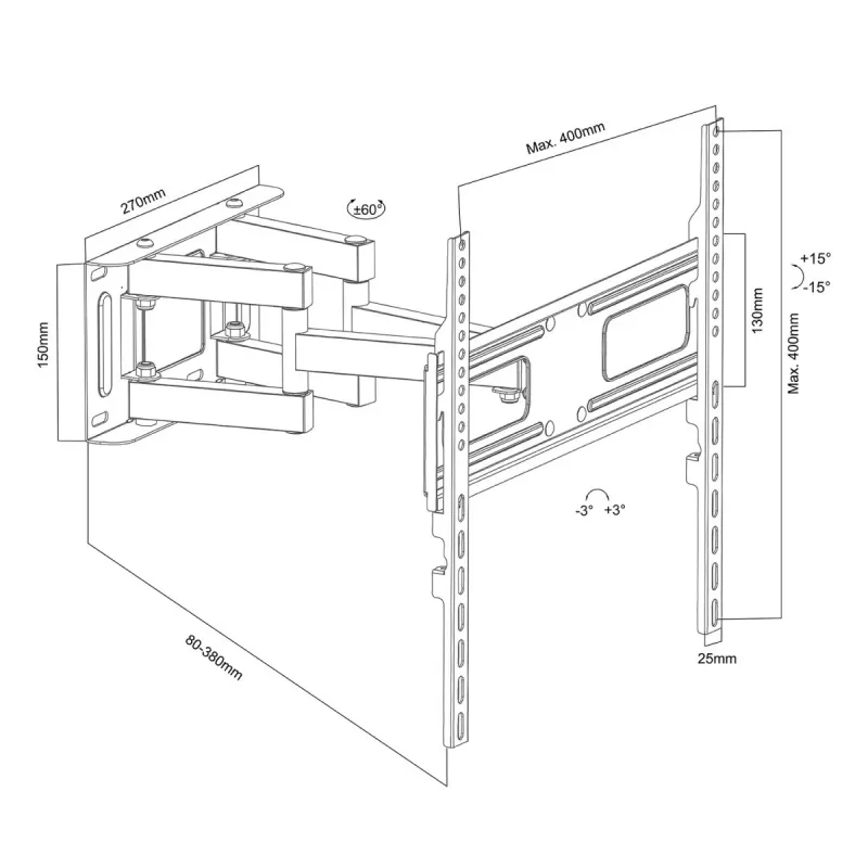 TV bracket for 21-75' 50kg, MC-788