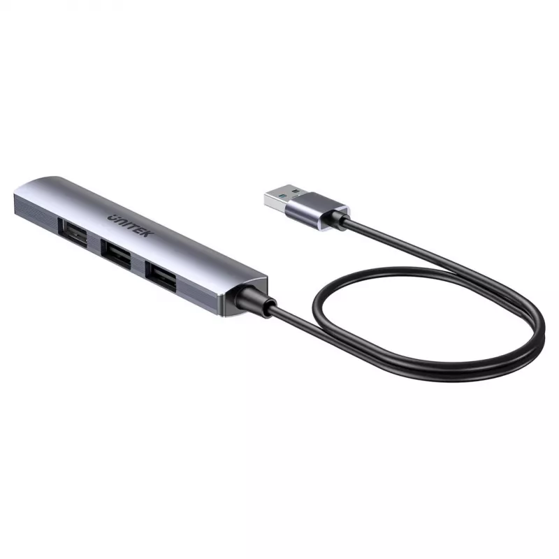 USB hub Unitek H1208CGY01 — 4-port USB 3.0 (5 Gbps), backwards compatible with USB 2.0, aluminium