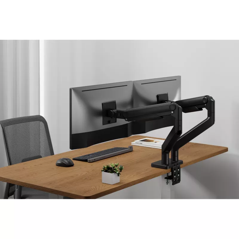 Monitor mount DIGITUS Dual Monitor Mount for 2×45 inch screens, clamp, 2×20 kg, VESA 75×75–100×100, tilt -20–50°