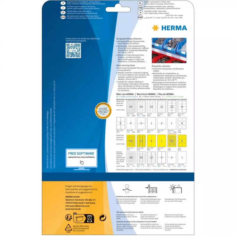 Self-adhesive printer label HERMA Signs A4 190x275 mm