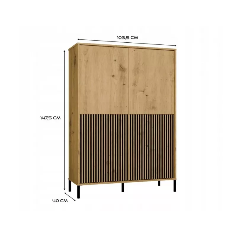 KAMARO 4DK SLIM/GŁ OAK ARTISAN DISPLAY CABINET