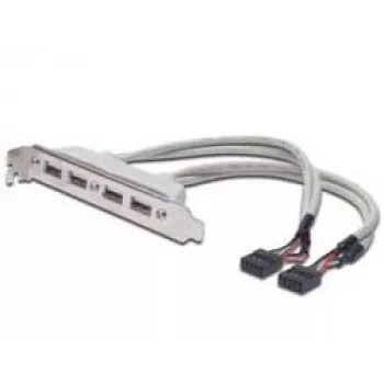 Slot Bracket Cable USB 2.0 HighSpeed Type 2xIDC (5pin)/4xUSB A M/F Grey 0.25m