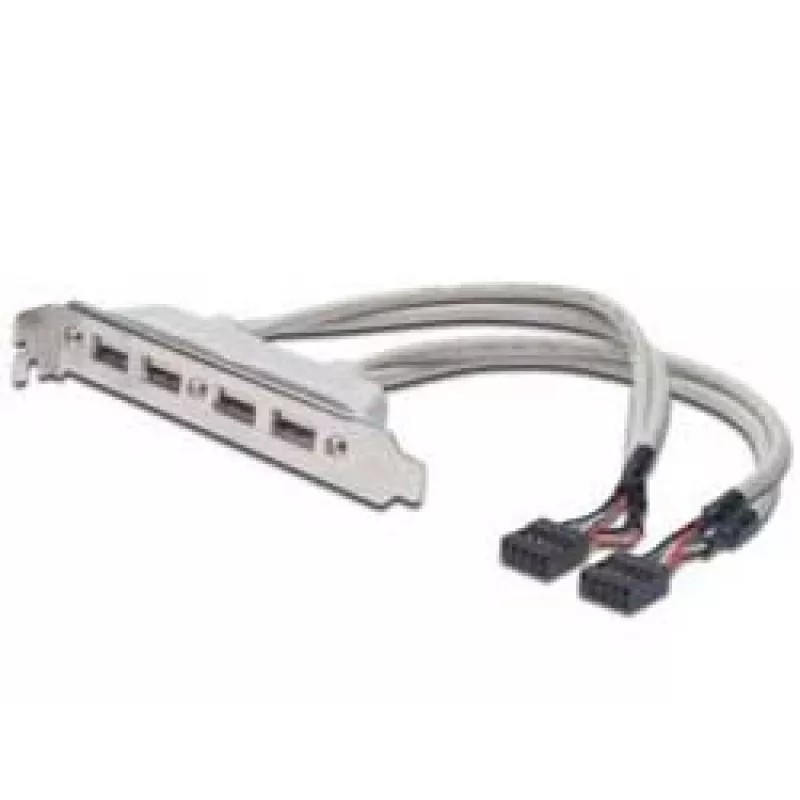 Slot Bracket Cable USB 2.0 HighSpeed Type 2xIDC (5pin)/4xUSB A M/F Grey 0.25m