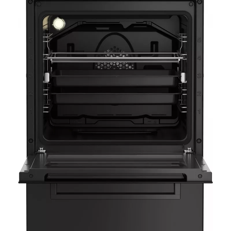 Freestanding cooker BEKO FSM52331DBDS, gas hob 4 burners (2900/2000/2000/1000 W), electric oven 60 L, 60 cm, energy class A, black