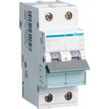 Hager MBN516. Number of Poles: 2P. AC Input Frequency: 50/60 Hz, Nominal Current Output: 16 A (MBN516)