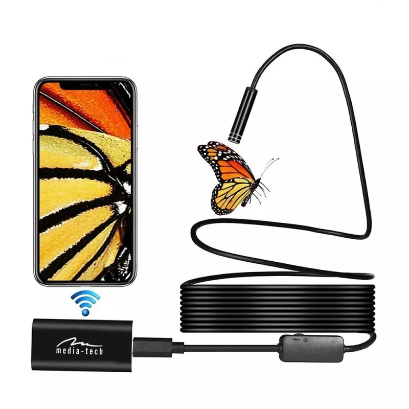 WiFi endoscope MEDIA-TECH MT4099, 8 mm probe, 5 m cable, IP67, 1280×720@30fps, 70° viewing angle, 800 mAh battery