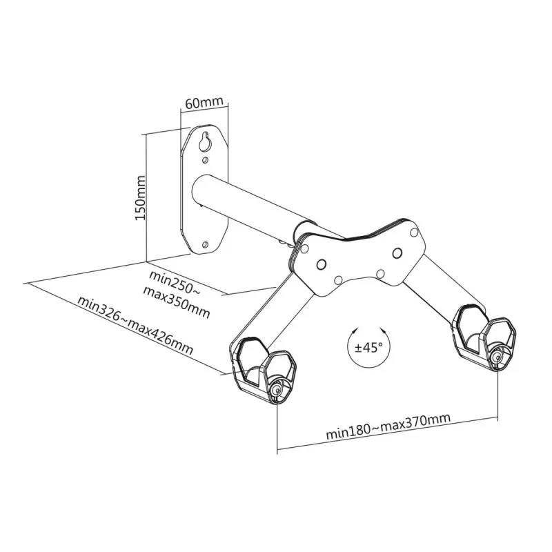 Wall-mounted bicycle rack MACLEAN MC-457, 25 kg max load