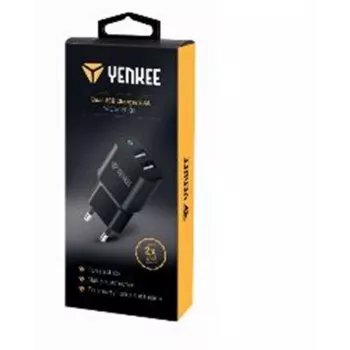 Charger YENKEE YAC 2024BK – wall charger, 2× USB-A ports, total 12W (2.4A per port)