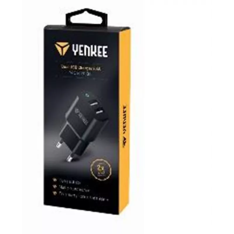 Charger YENKEE YAC 2024BK – wall charger, 2× USB-A ports, total 12W (2.4A per port)