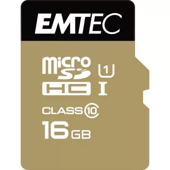 EMTEC Gold+ - Flash Memory Card (SD-Adapter inbegriffen) - 16GB - Class 10 - microSD - Gold (ECMSDM16GHC10GP)